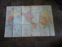 Carte du monde 1974 ancien-antiquité