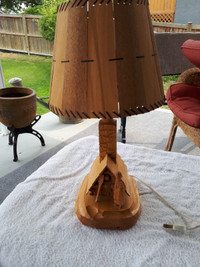 Wooden Folk Art Lamp