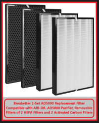 (NEW) AIR-DR AD5000 2 HEPA Filters & 2 Activated Carbon Filters