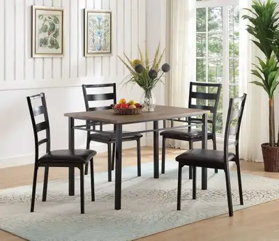 NEW- 5 PC Wood Top Dining Table Set- Same Day Delivery, View more