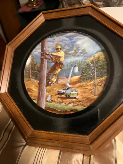 Telephone Pioneer plate in beautiful frame, View more