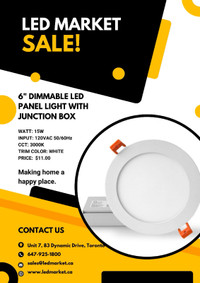 6" DIMMABLE LED PANEL LIGHT with JUNCTION BOX