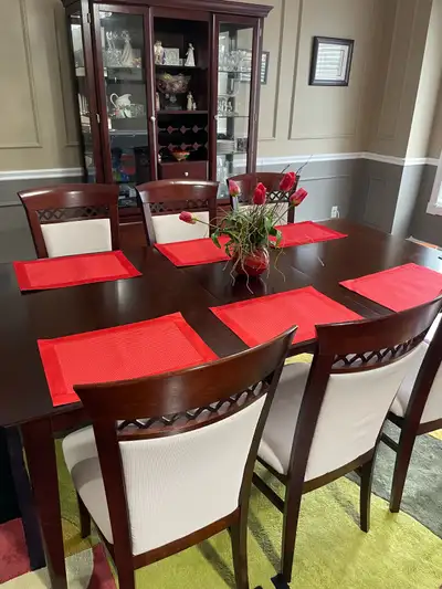 Dining Table with Chairs and China Cabinet, View more
