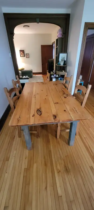 Table de cuisine en bois massif avec 4 chaises, View more