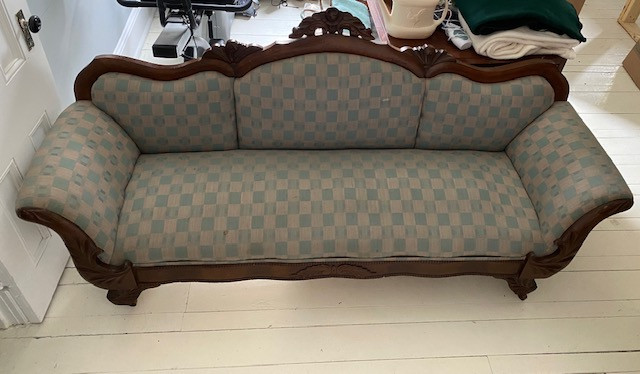 Mahogany Upholstered Empire Antique Settee.  Excellent Condition in Couches & Futons in Saint John