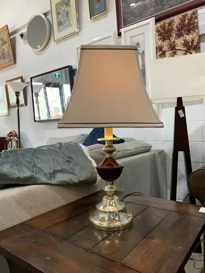 Vintage Gold and Maroon Table Lamp, View more