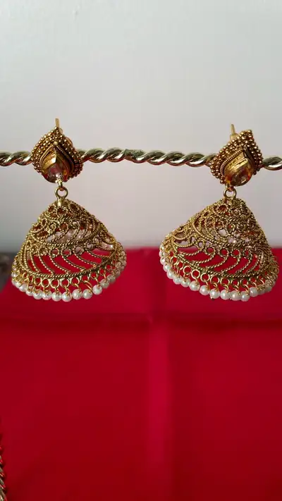 Indian Gold Tone Earrings (new)/ Diwali gift , View more