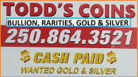 CASH FOR ALL GOLD, SILVER, BULLION, BARS, ROUNDS, COINS, JEWELRY