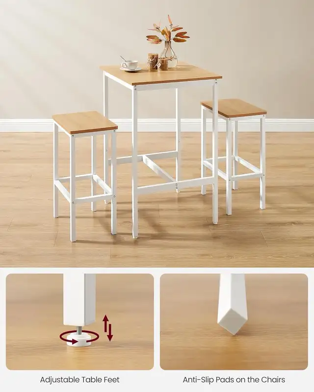Bar Table and Chairs Set, Square Table With 2 Stools, Dining Pub in Dining Tables & Sets in Markham / York Region - Image 8