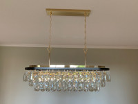 Crystal Linear Chandelier with Black and Gold