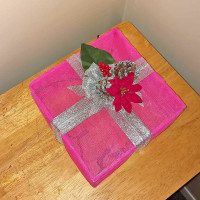 Pink & Silver Lighted Christmas Gift Box - $20.00