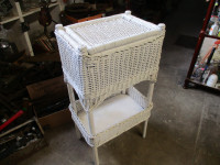 CIRCA 1930s LIFT TOP CANE WICKER STAND UP SEWING BASKET $60.