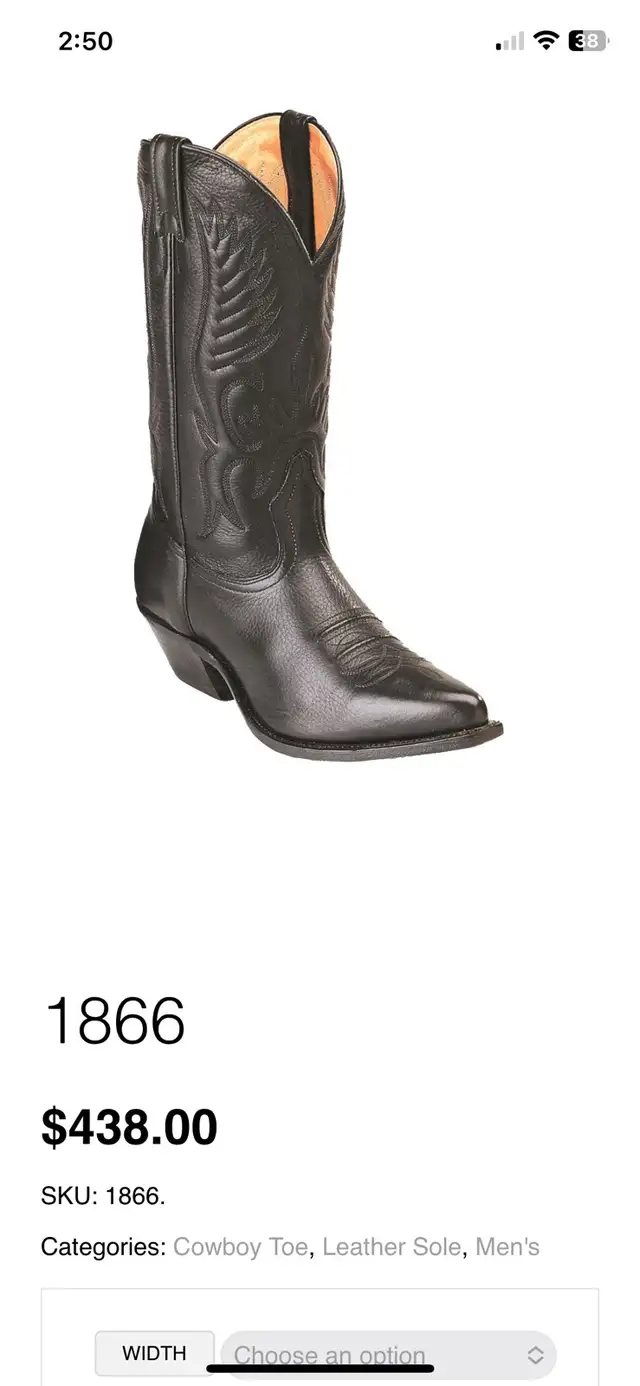 Boulet Western Boots – Model 1866, Size 9, Width 3E (Extra Wide) in Men's Shoes in Oakville / Halton Region - Image 8