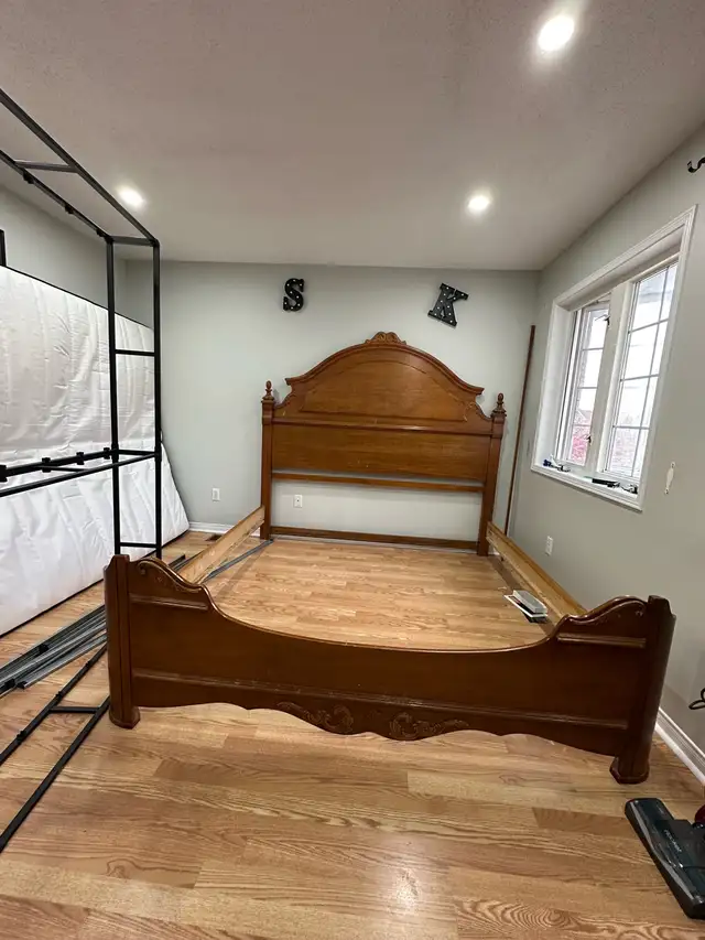 king bed frame- strong wood  in Beds & Mattresses in Mississauga / Peel Region - Image 5