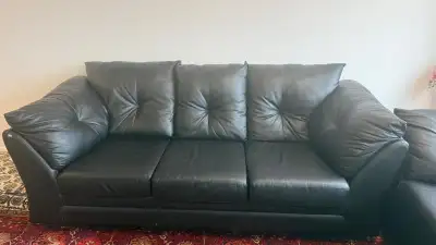 Black faux leather Sofa, View more