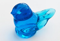 vintage Leo Ward "blue bird of happiness" art glass 1991 signed