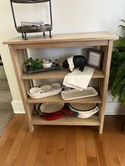 Farmhouse Wood Display Shelf | Bookcase | Kitchen Storage Shelf, View more