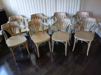 MINT Set of 8 Solid Wood Drevounia Dining Chairs Czechoslovakia