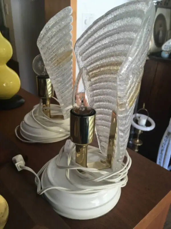 Pair of modernist Murano glass sea shell pattern lamps in Indoor Lighting & Fans in City of Montréal - Image 5