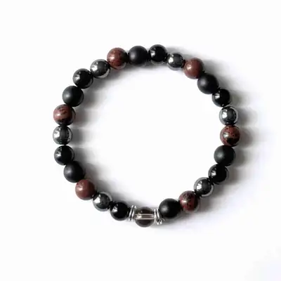 Bracelet homme pierres naturelles onyx noir, Neuf, View more