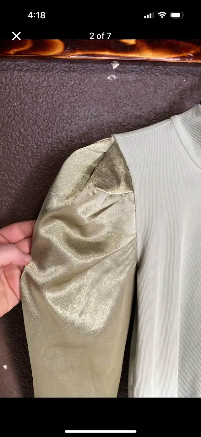 Shein Puff Shoulder Long sleeve Shirt With Mock Neck in Women's - Tops & Outerwear in Edmonton - Image 3