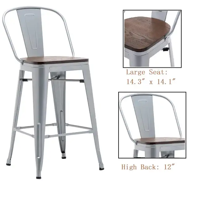 BRAND NEW Set of 4 Counter Stools - Wood Seat & Metal Frame in Chairs & Recliners in City of Toronto - Image 4