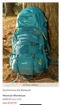65 L Mountain Warehouse backpack, never used 