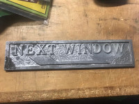 VINTAGE METAL SIGN "NEXT WINDOW" WITH ARROW - BANK /  OFFICE
