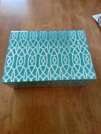 Patterned Blue Turquoise Mirrored Glass Box ( Heavy ), View more