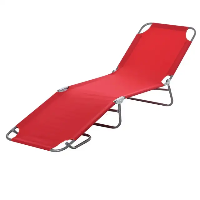Red folding Lounge Chair, Portable Reclining Beach Lounger in Patio & Garden Furniture in Markham / York Region - Image 11