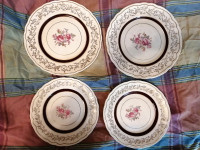 4 Vintage from 50'Sovereign Potters Canada Plate Burgundy Border