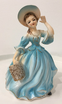 Lovely ESD Made in Japan Hand Painted Lady in blue dress,1950’s