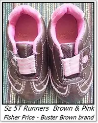 Runners Sz 5T Brown for about 12-18 mos. toddler $2