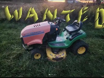 Buying broken riding lawnmowers. Buying parts machines. Buying projects. Repaired machines available...