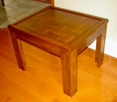 Beautiful Solid Wood Rectangular Side Table with Parquetry Top, View more
