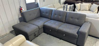 Brand new sofa with pullout bed and storage ottoman