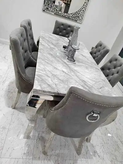 Marble Dining Table with 6 Chairs, View more