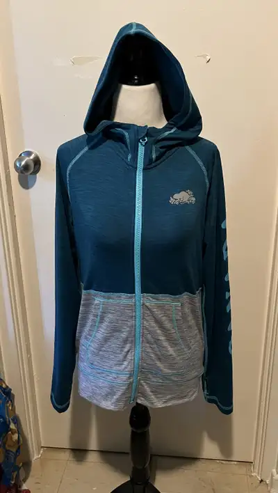 ROOTS KIDS TURQUOISE GREY HOODED LIGHT JACKET SIZE 13/14, View more