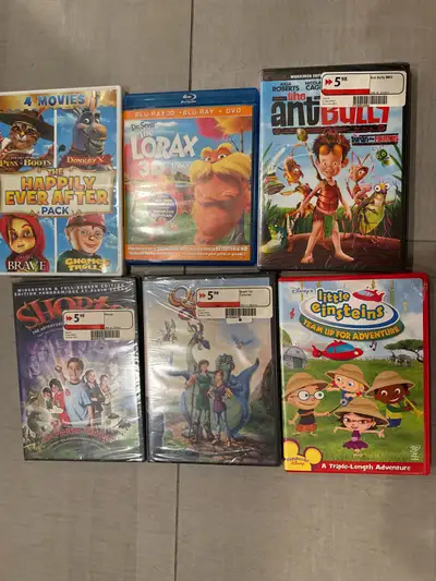 $4 each The Happily Ever After Pack, Dr. Seuss' The Lorax (3D Blu-ray + Blu-ray + DVD), The Ant Bull...