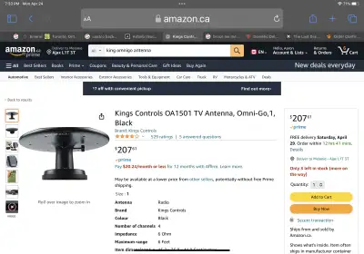 Get ready to elevate your outdoor entertainment with the King Controls OA1501 TV Antenna! This omni-...