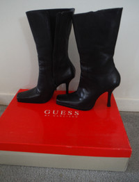 Women's GUESS Black Leather Boots For Sale !!!