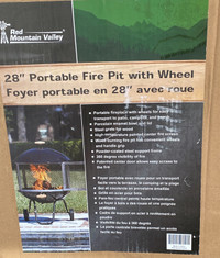 28 Inch Portable Fire Pit On Wheels 