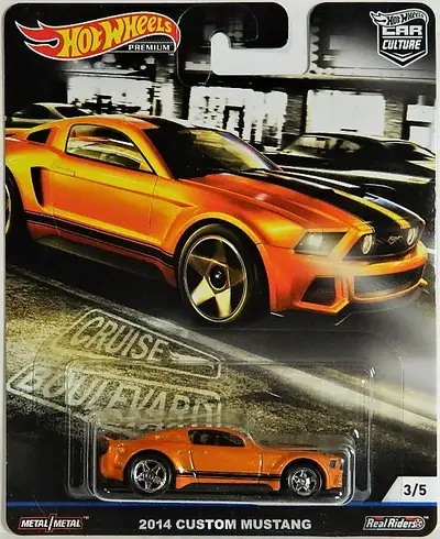 Hot Wheels Premium Cruise Boulevard diecast new in package, $15-$35. - 2014 Custom Mustang $15 - Cus...
