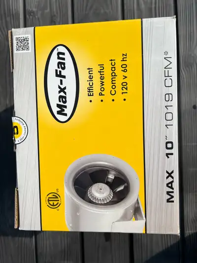 I am selling a used Max-Fan 10” inline fan that delivers efficient and powerful ventilation. It's de...