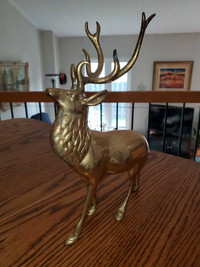 Vintage Solid Brass 8-Point Elk Deer Stag Figure Statue