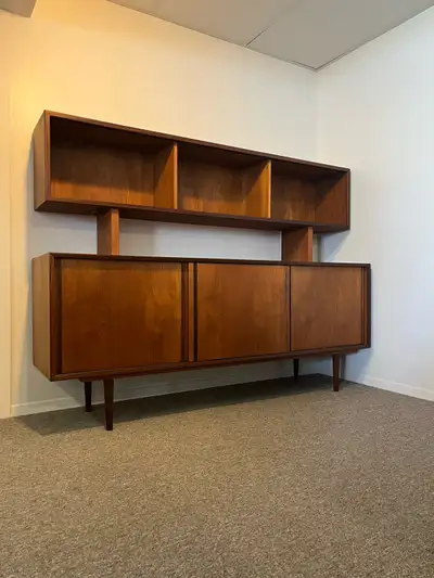 Midcentury Modern Teak Credenza & Hutch, View more