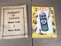 3 VINTAGE SCHOOL NOTEBOOKS 1920s+ BEE HIVE + DOMINION OF CANADA