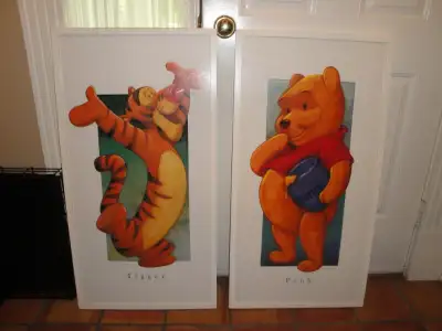 Disney artwork. Professionally framed Disney prints. Pooh (Winnie the Pooh) and his honey pot and Ti...