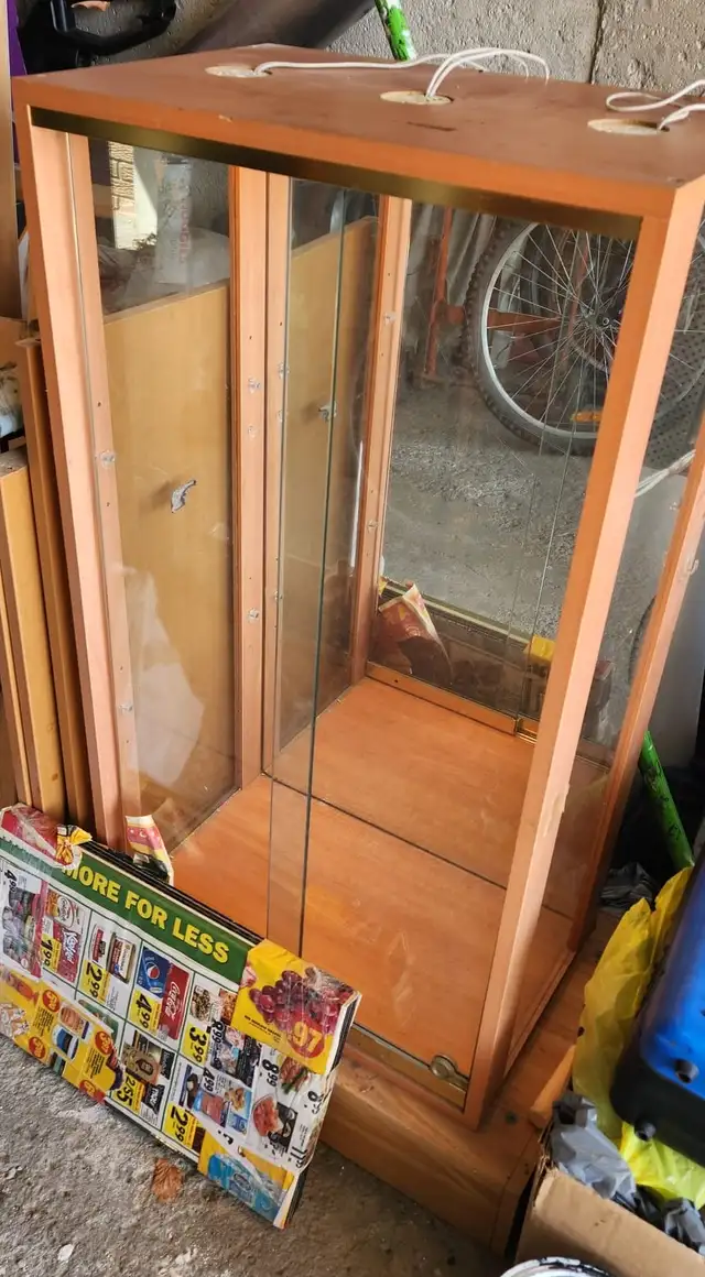 Tall Glass Display Cabinet — Wood Frame with Mirrored Back in Hutches & Display Cabinets in City of Toronto - Image 3