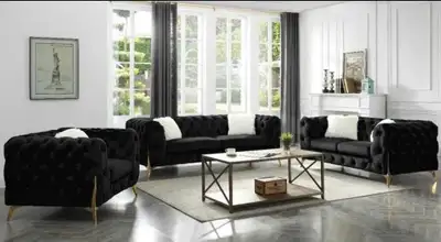Black Velvet Sofa Set, View more